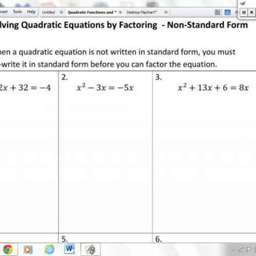 Quadratics - Lesson 7 - Solve Non-Standard Qu