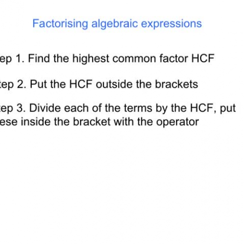 Factorising algebraic expressions