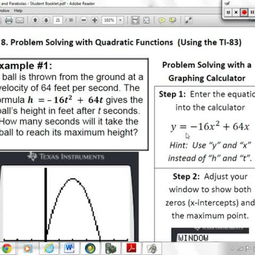 Quadratics - Lesson 8 - Problem Solving Using