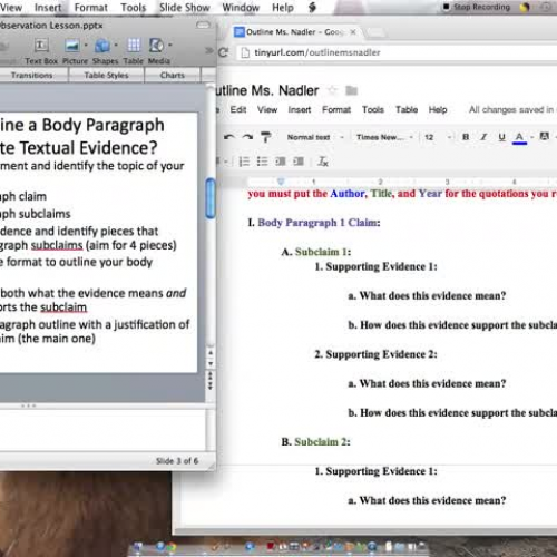 Ms. Nadler Explains Outlining with Evidence
