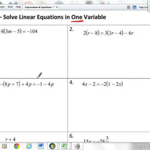 8.EE.7-Solve Linear Equations in One Variable