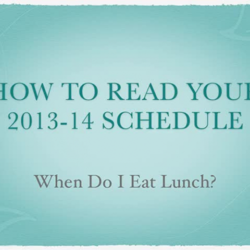 How To Read Your Schedule