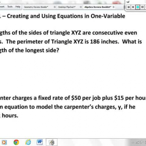 A.CED.1 - Creating and Using Equations in One