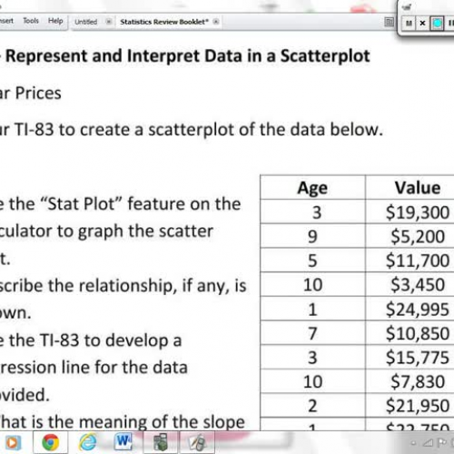 S.ID.6 - Represent and Interpret Data in a Sc