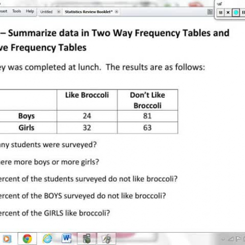 S.ID.5 - Summarize data in Two Way Frequency 