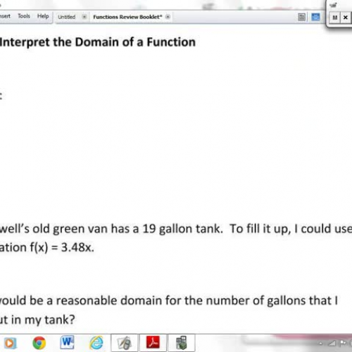 F.IF.5 Interpret the Domain and Range of a Fu