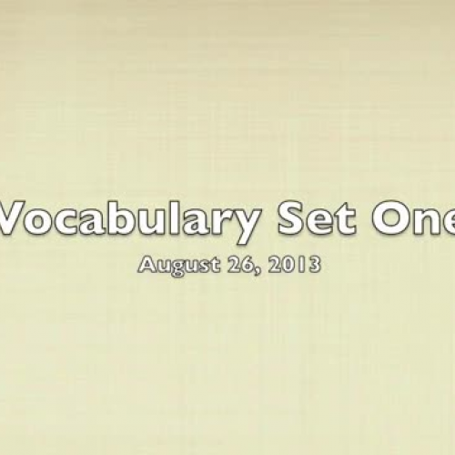 Vocabulary Set One