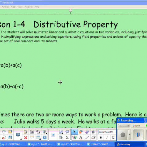 Algebra 1-4 Distributive Property