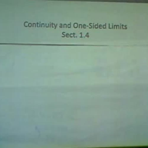 1.4 Continuity and One Sided Limits