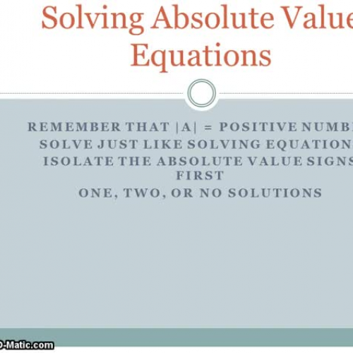 solving absolute value equations