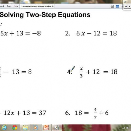 III.  Solving Two-Step Equations