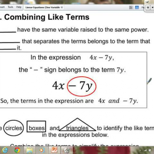 IV. Combining Like Terms