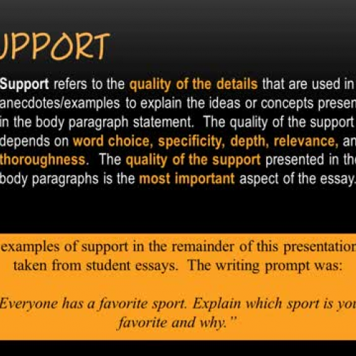 Video 15: Essay Support