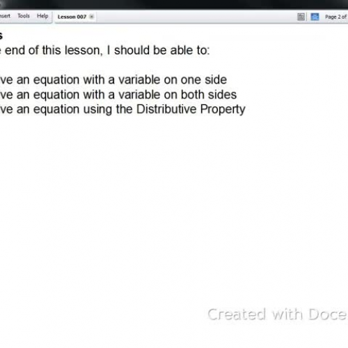 Algebra II Lesson 007