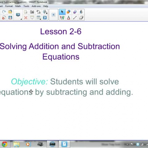 2-6 Solving Addition and Subtraction Equation