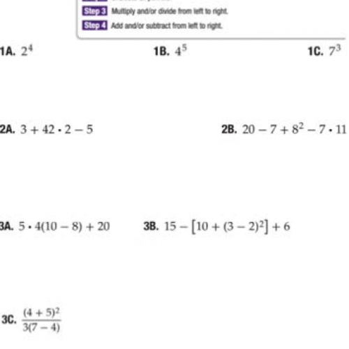 Chapter 1-2 Order of Operations P1