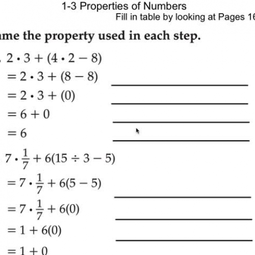 1-3 Properties of Numbers Part 1