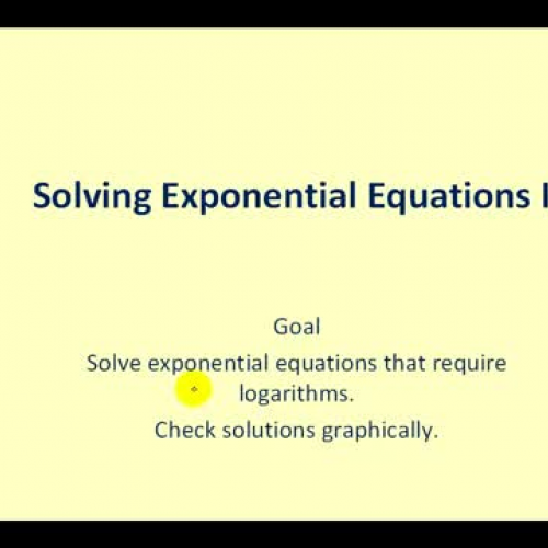 Exponent Equations Logs