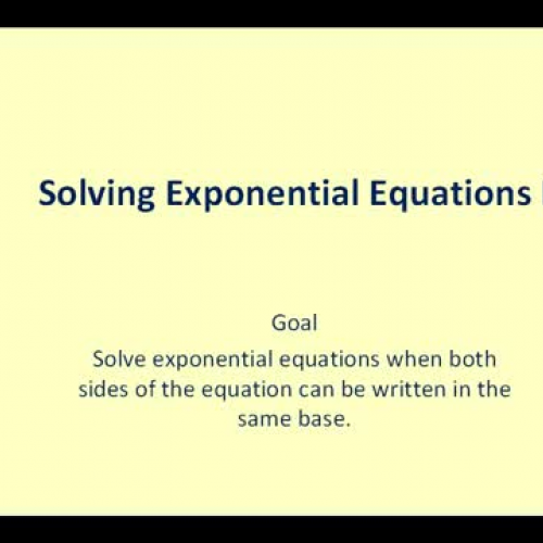 Exponent Equations Same Base