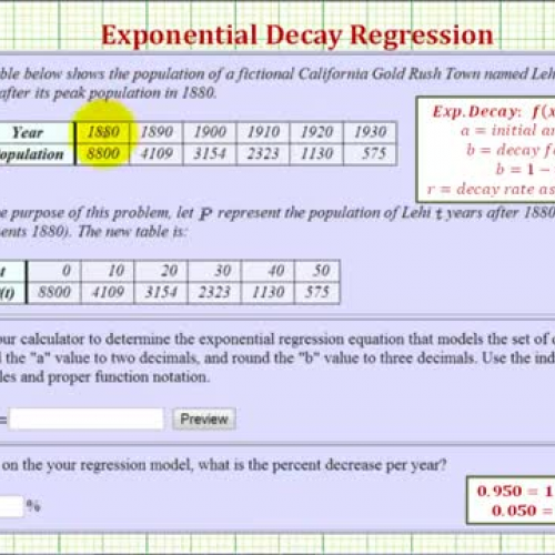 Exponential Decay Regression Application Ex C