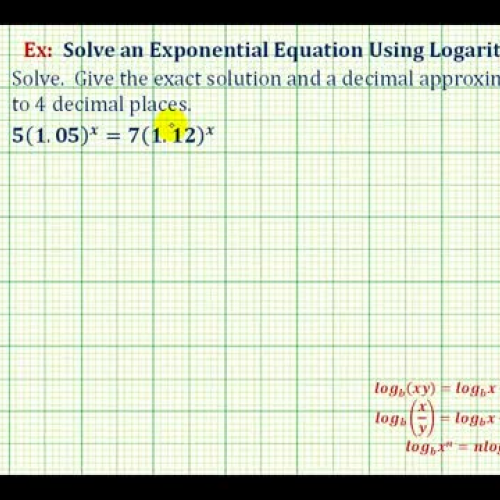 Exponential Equation Using Logs Xboth Sides E