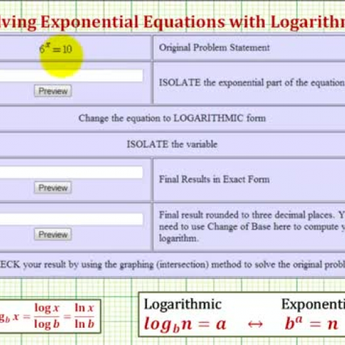 Exponential Equations Using Log Def Ex