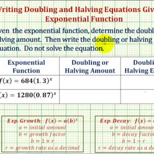 Exponential Half Double Amount Equation Ex