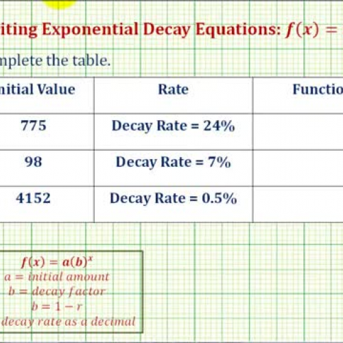 Exponential Decay Function Given Info Ex