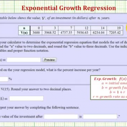 Exponential Growth Regression Application Ex