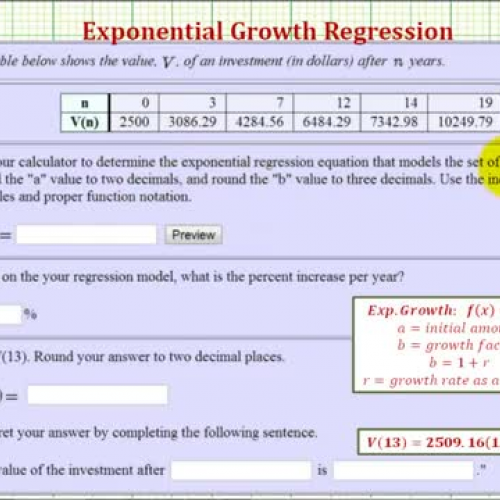 Exponential Growth Regression Application Ex 