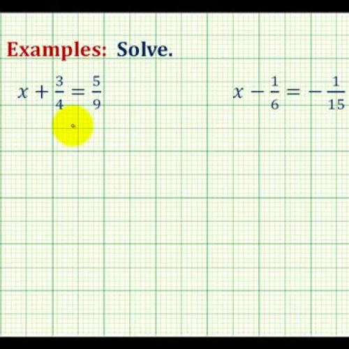 Fraction Signed Equations One Step Add Sub Ex