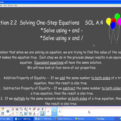 Algebra Lesson 2.2 Solving One-Step Equations