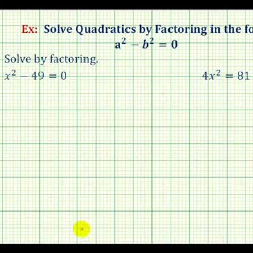 Factor Solve Diff Squares Ex1