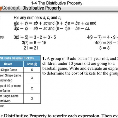 1-4 Distributive Property Part 1