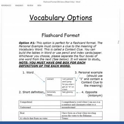 Vocabulary Options Screencast