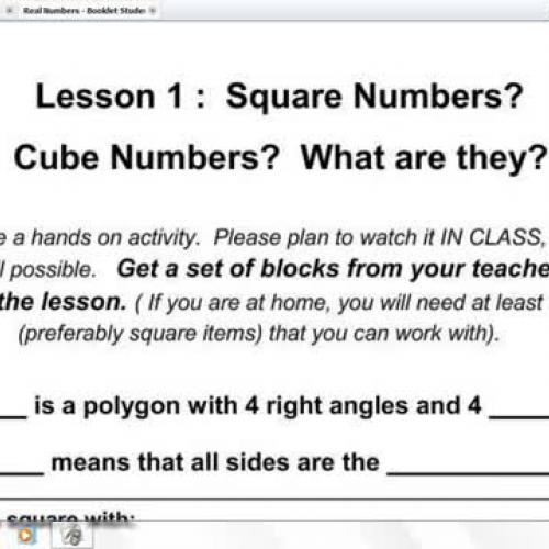 Real Numbers- Lesson 1