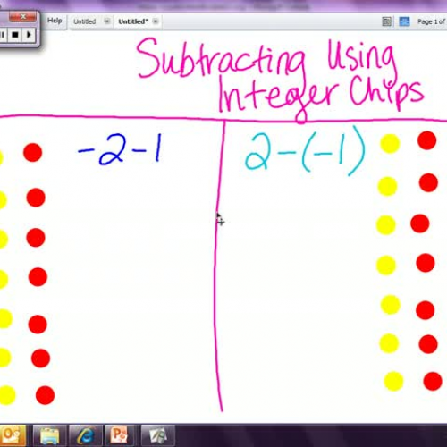 Subtracting Integers using integer chips