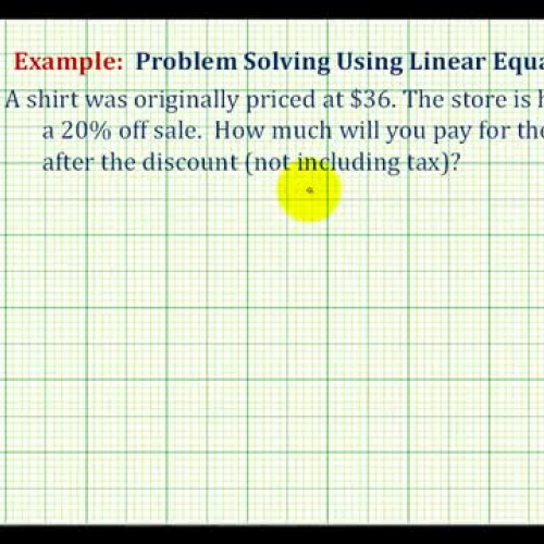 Linear Equation Percent Problem Ex