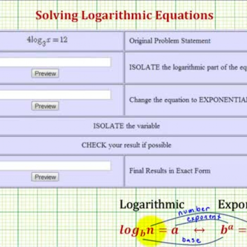 Log Equations One Step Divide Ex