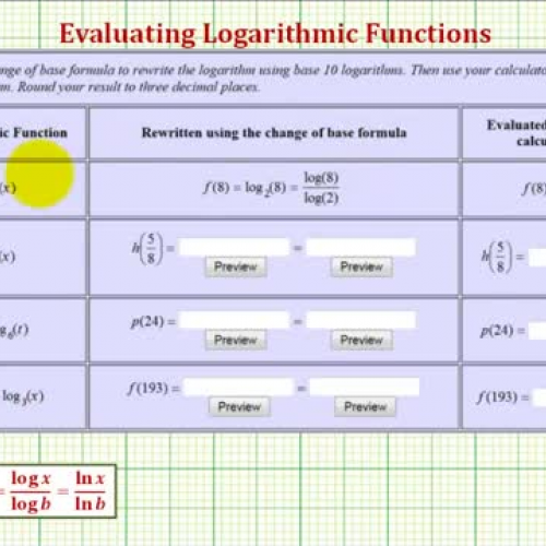 Log Functions Change Base Ex