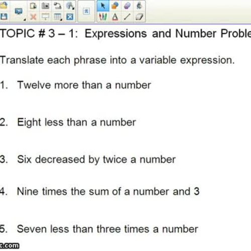 TOPIC # 3 - 1 Expressions and Number Problems