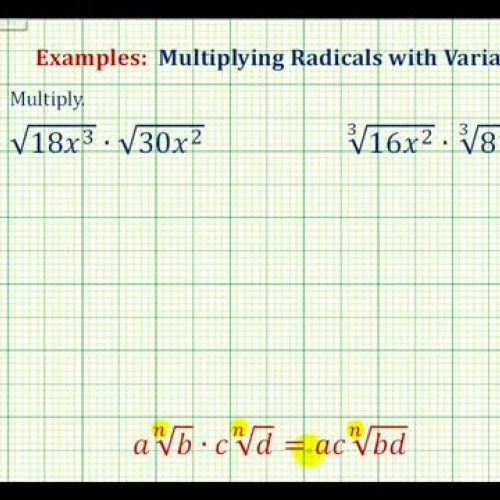 Multiply Radicals Variables Ex