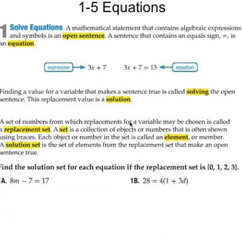 1-5 Equations Part 1