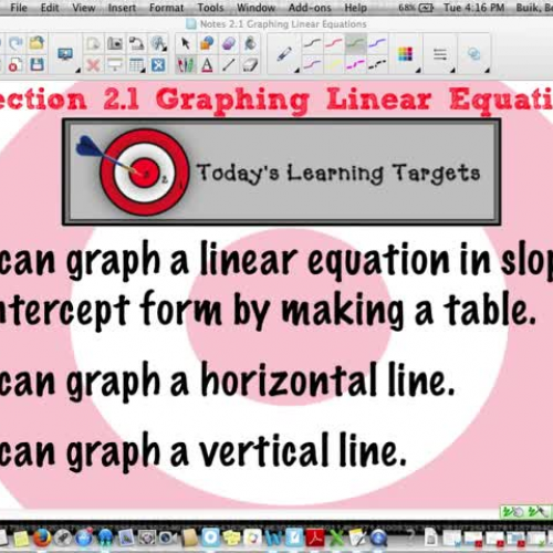 Lesson 2.1 Graphing Linear Equations