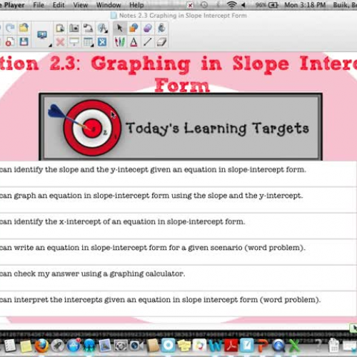 Lesson 2.3 Graphing in Slope Intercept Form