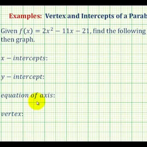 Quadratic Function Graph Components Ex B