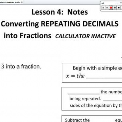 Lesson 4 Converting Repeating Decimals into F