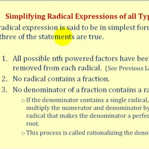 Radical Expressions Simplify Fractions