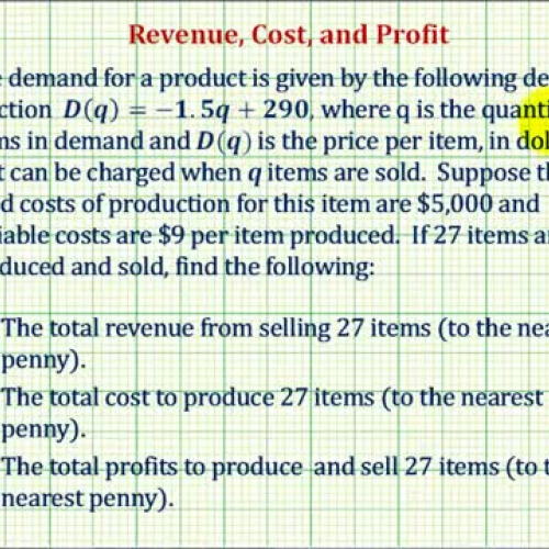 Revenue Cost Profit Demand Ex