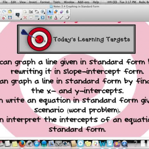 Lesson 2.4 Graphing in Standard Form